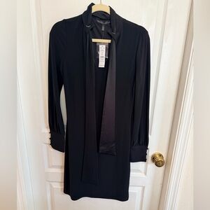 White House Black Market Black V-Neck Tie-Neck dress. Size 6 NWT